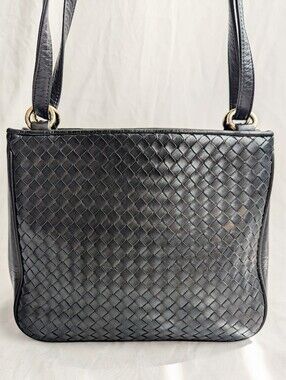 Talbots Woven Leather Crossbody Bag Navy Intrecciato Style